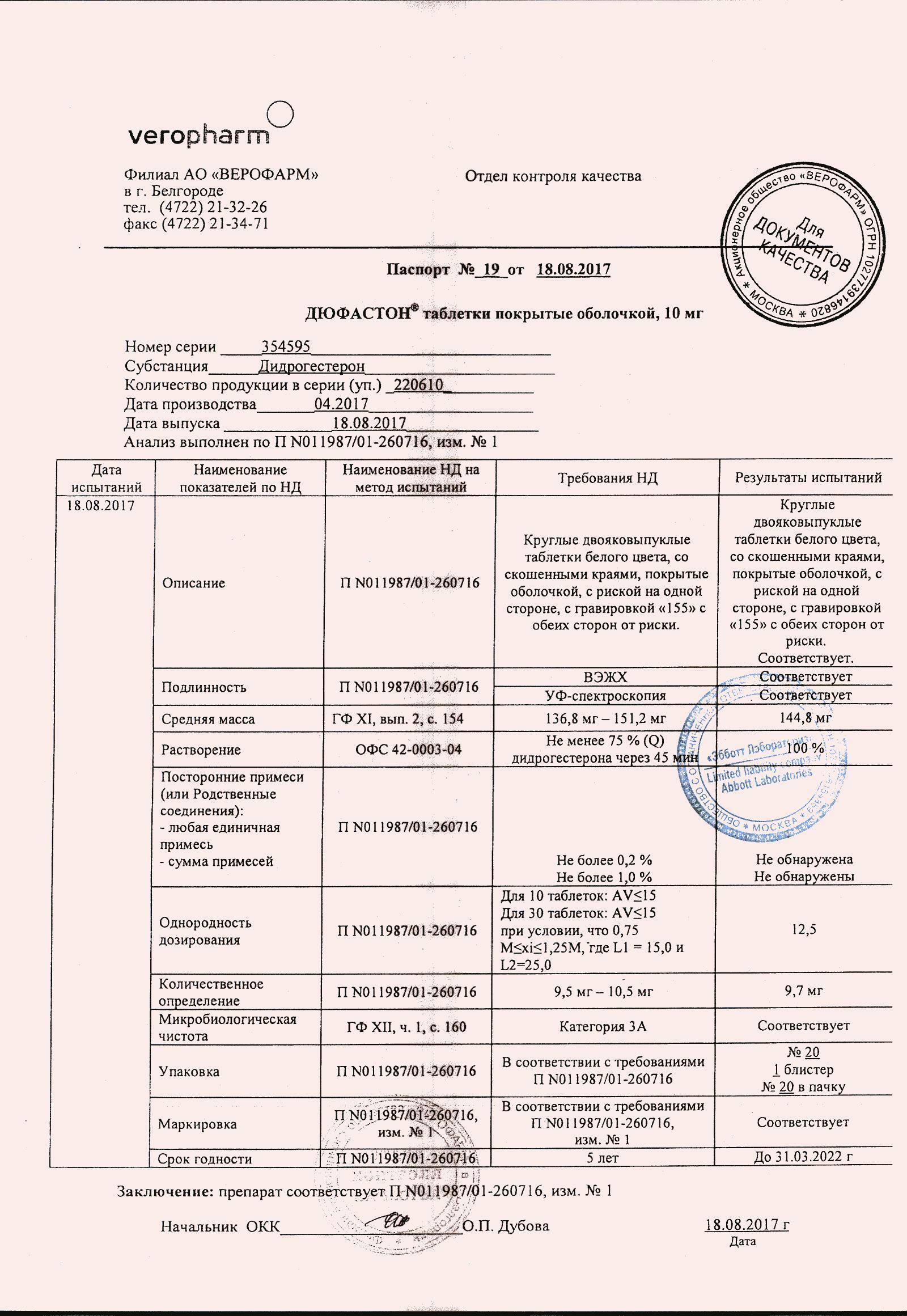 Дюфастон 10мг 20 шт. таблетки покрытые оболочкой