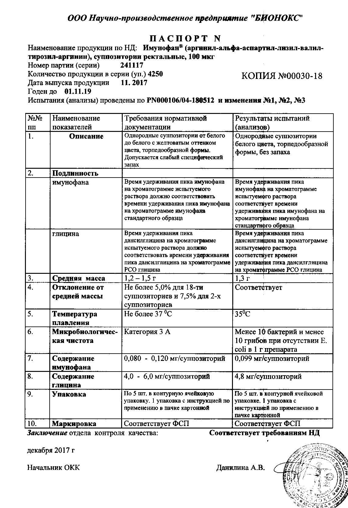 Имунофан 100мкг 5 шт. суппозитории ректальные Бионокс