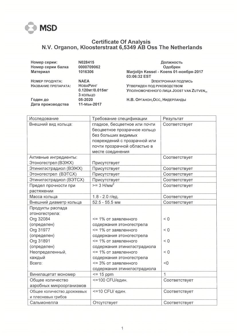 Новаринг 0,015мг+0,12мг/сутки 3 шт. кольцо вагинальное купить по цене от  3990 руб в Москве, заказать с доставкой, инструкция по применению, аналоги,  отзывы