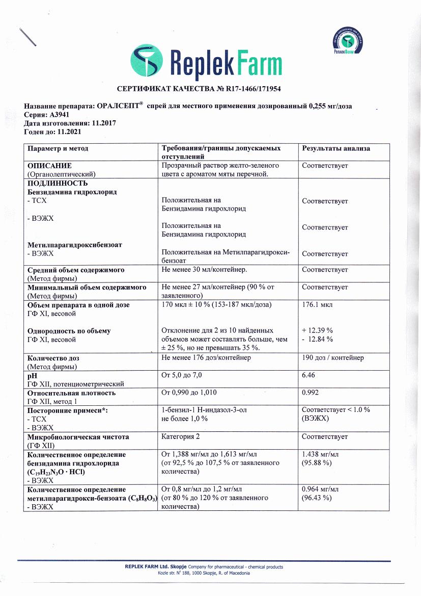 Оралсепт 0,255мг/доза 30мл спрей купить по цене от 377 руб в Москве,  заказать с доставкой, инструкция по применению, аналоги, отзывы