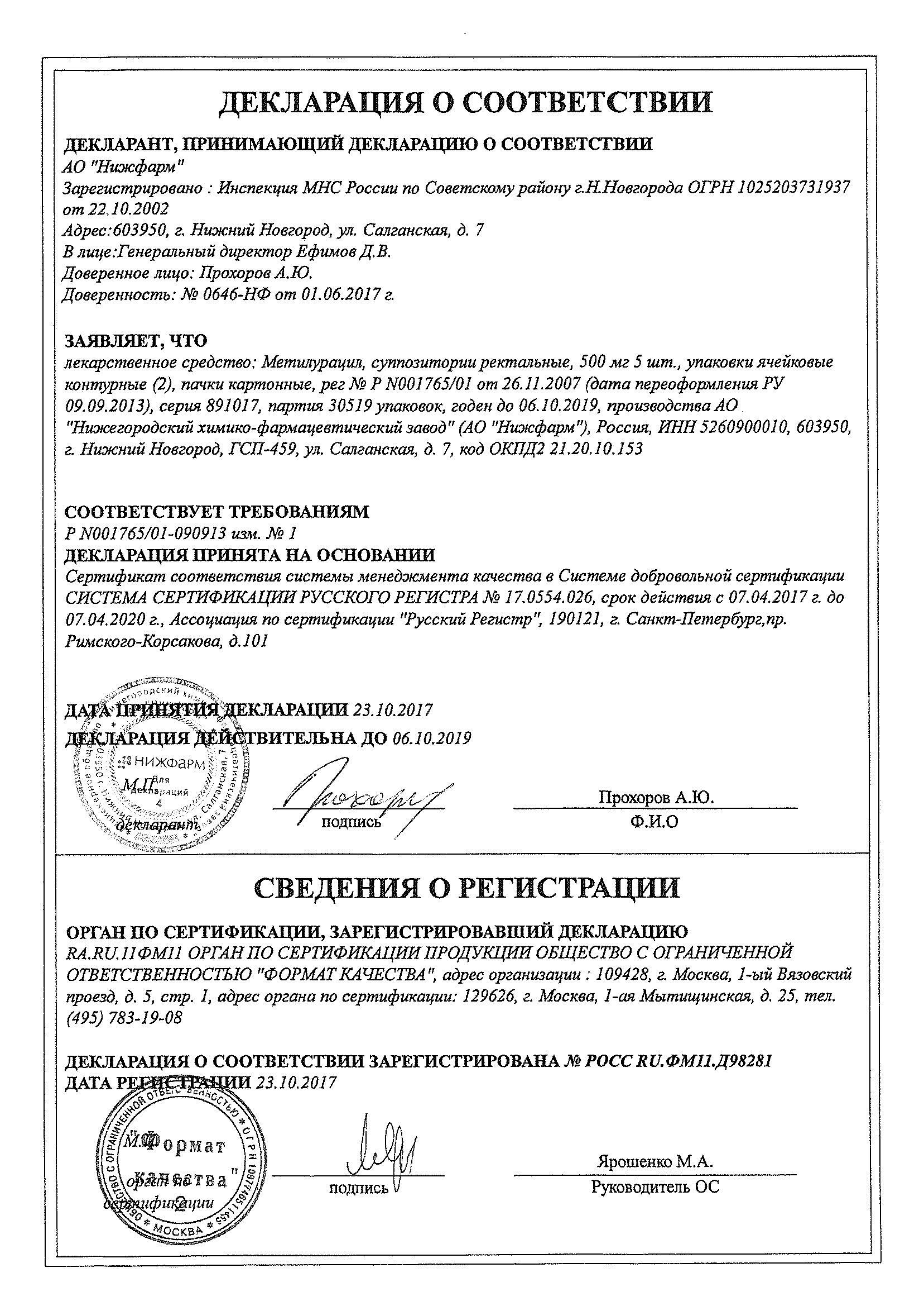 Метилурацил 500мг 10 шт. суппозитории ректальные