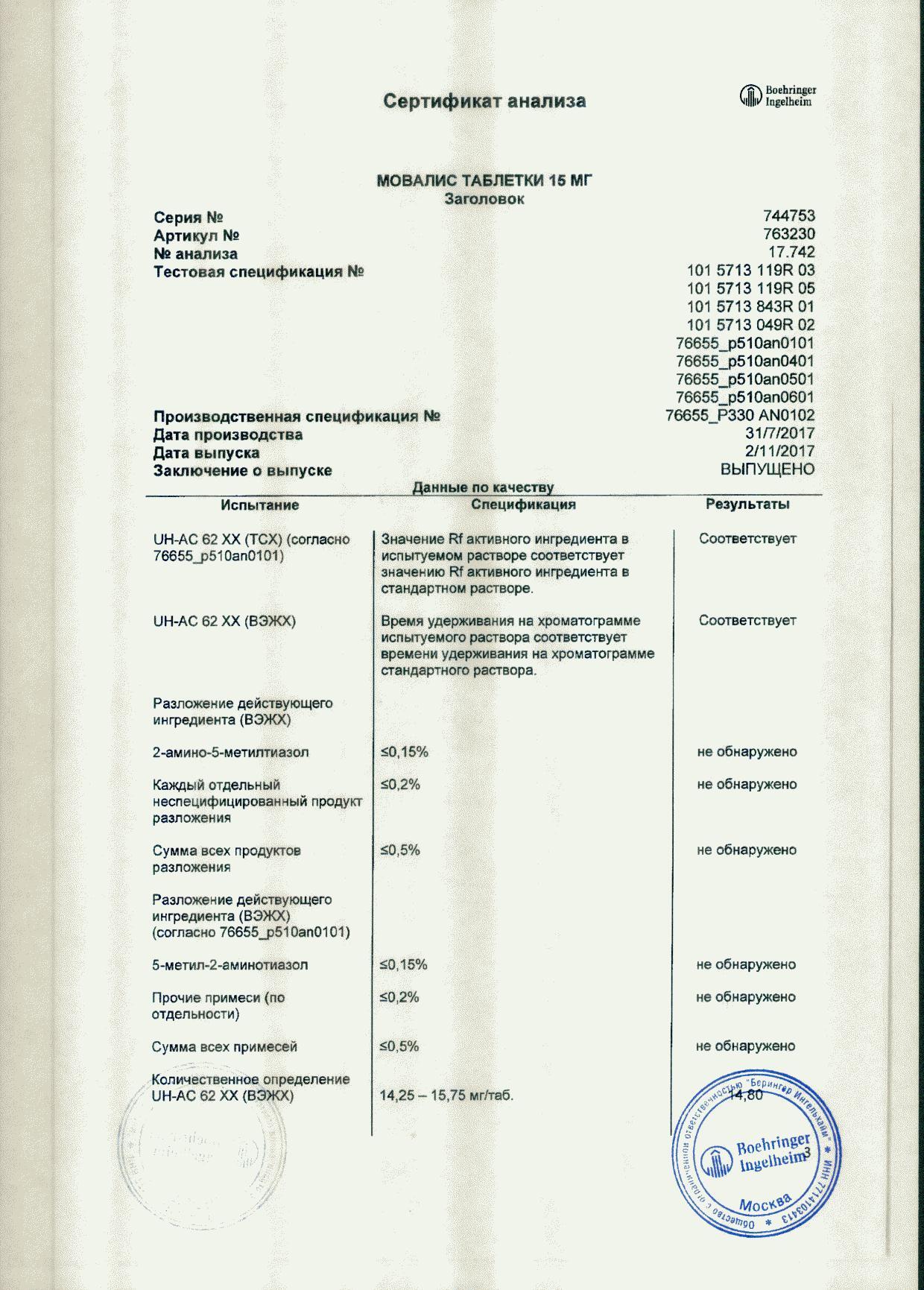 Мовалис 15мг 10 шт. таблетки