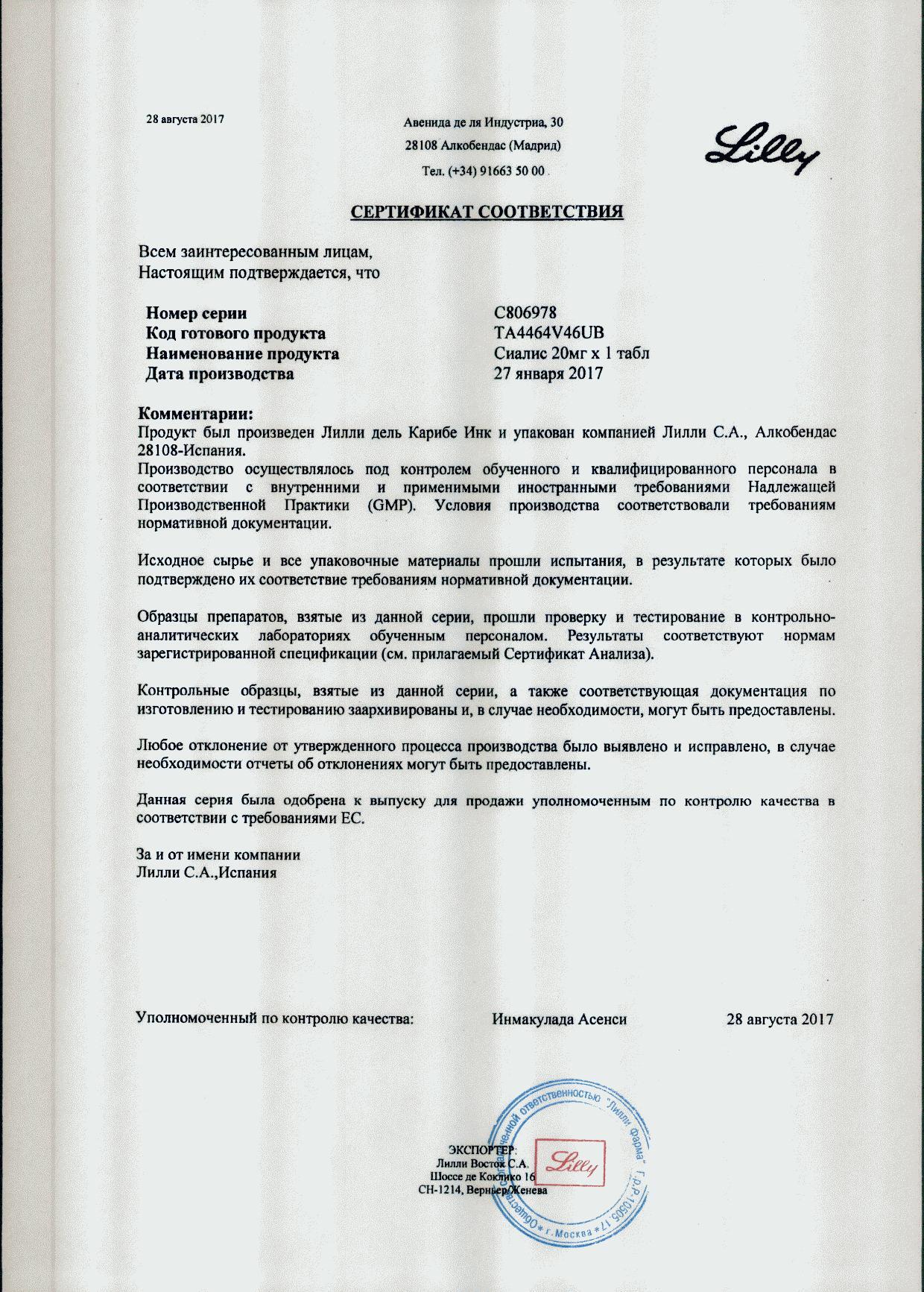 Сиалис 20мг 1 шт. таблетки покрытые пленочной оболочкой .