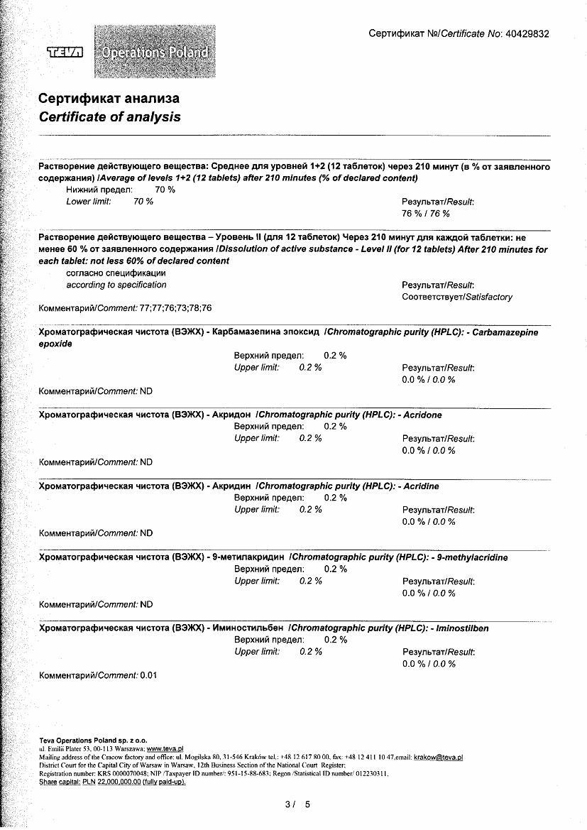 Финлепсин Ретард 400мг 50 шт. таблетки пролонгированного действия