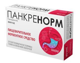 Панкренорм 3500Ед 20 шт. таблетки кишечнорастворимые, покрытые пленочной оболочкой Панкренорм 3500Ед 20 шт. таблетки кишечнорастворимые, покрытые пленочной оболочкой