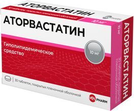 Аторвастатин 10мг 30 шт. таблетки покрытые пленочной оболочкой Аторвастатин 10мг 30 шт. таблетки покрытые пленочной оболочкой