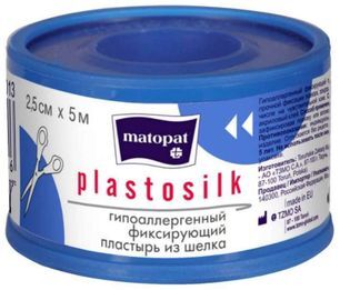 Матопат пластосилк пластырь фиксирующий шелк 2,5смх5м 1 шт.