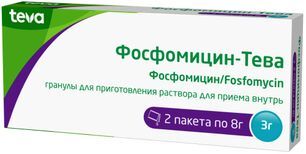 Фосфомицин-тева 3г 2 шт. гранулы для приготовления раствора для приема внутрь для приема внутрь Фосфомицин-тева 3г 2 шт. гранулы для приготовления раствора для приема внутрь для приема внутрь