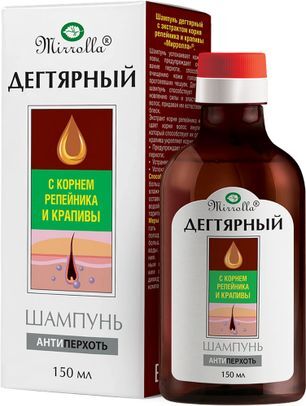 Мирролла шампунь дегтярный Репейник/Крапива 150мл Мирролла Мирролла шампунь дегтярный Репейник/Крапива 150мл Мирролла