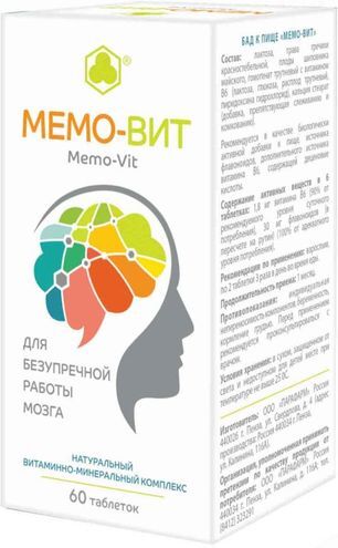 Мемо-Вит таблетки 60 шт. Парафарм Мемо-Вит таблетки 60 шт. Парафарм