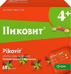 Пиковит 60 шт. таблетки покрытые оболочкой Крка, д.д., Ново место с 4-х лет Пиковит 60 шт. таблетки покрытые оболочкой Крка, д.д., Ново место с 4-х лет