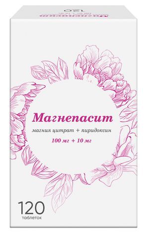 Магнепасит 100мг+10мг 120 шт. таблетки покрытые пленочной оболочкой Магнепасит 100мг+10мг 120 шт. таблетки покрытые пленочной оболочкой