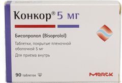 Конкор 5мг 90 шт. таблетки покрытые пленочной оболочкой