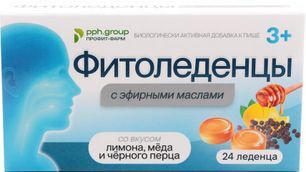 Фитоледенцы с эфирными маслами со вкусом лимон-мёд-черный перец 24 шт.