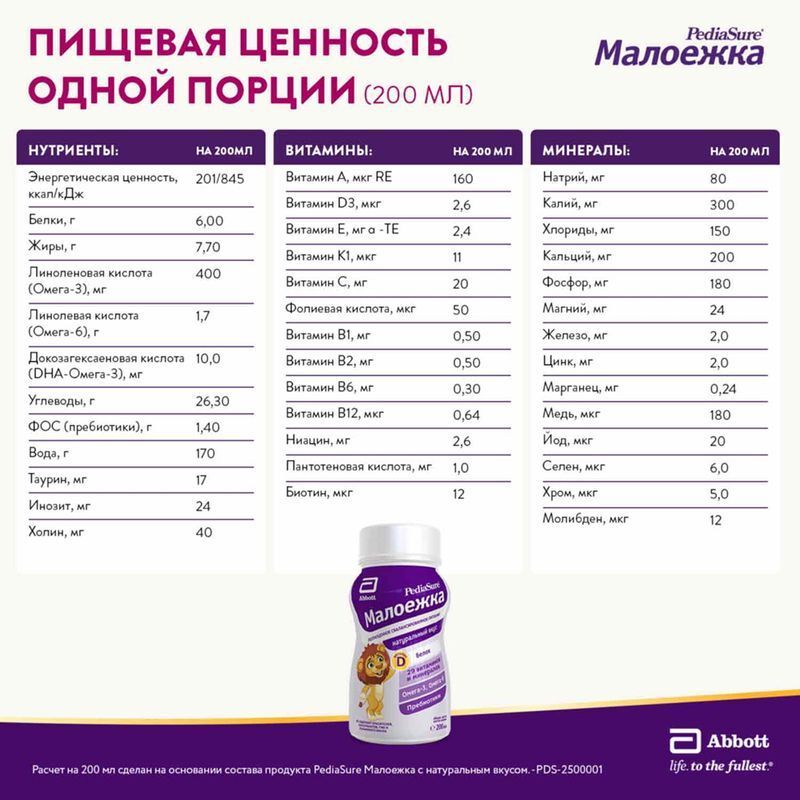 Педиашур Малоежка смесь для энтерального питания 1,0 Натуральный 200мл, фото №2