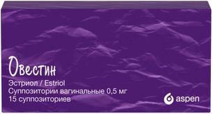 Овестин 0,5мг 15 шт. суппозитории вагинальные Овестин 0,5мг 15 шт. суппозитории вагинальные