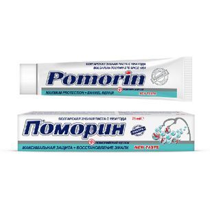 Поморин зубная паста Максимальная Защита + Восстановление эмали без фтора 75г