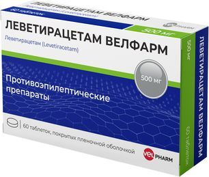 Леветирацетам Велфарм 500мг 60 шт. таблетки покрытые пленочной оболочкой