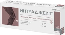 Интраджект средство для замещения синовиальной жидкости 2,2% 2мл шприц Фбк Интраджект средство для замещения синовиальной жидкости 2,2% 2мл шприц Фбк