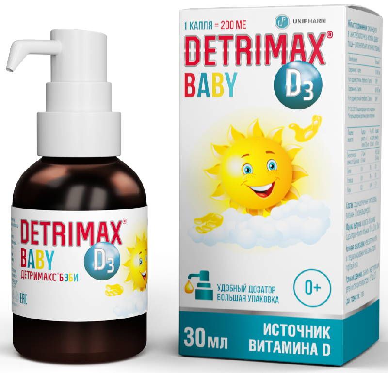 Detrimax d3 инструкция. Детримакс d3 капли. Детримакс бэби фл., 30 мл. Витамин д Беби д3. Детримакс витамин д3 для детей.