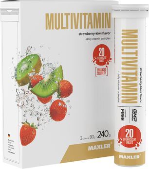 Макслер мультивитамин таблетки шипучие клубника-киви n20х3