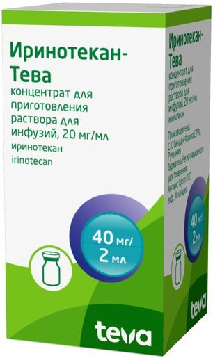 Иринотекан-Тева 20мг/мл 2мл 1 шт. концентрат для приготовления раствора для инфузий Иринотекан-Тева 20мг/мл 2мл 1 шт. концентрат для приготовления раствора для инфузий