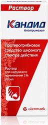 Кандид 1% 20мл раствор для наружного применения Гленмарк Кандид 1% 20мл раствор для наружного применения Гленмарк
