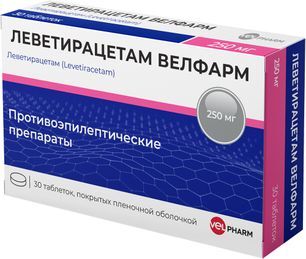 Леветирацетам велфарм 250мг 30 шт. таблетки покрытые пленочной оболочкой Леветирацетам велфарм 250мг 30 шт. таблетки покрытые пленочной оболочкой