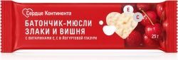 Сердце Континента батончик-мюсли Злаки/вишня с витаминоми Е и С 25г Сердце Континента батончик-мюсли Злаки/вишня с витаминоми Е и С 25г