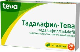 Тадалафил-тева 20мг 4 шт. таблетки покрытые пленочной оболочкой