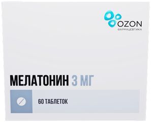 Мелатонин 3мг 60 шт. таблетки покрытые пленочной оболочкой Мелатонин 3мг 60 шт. таблетки покрытые пленочной оболочкой