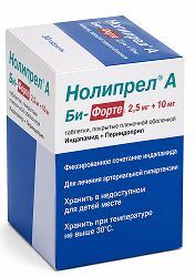 Нолипрел А Би-Форте 10мг+2,5мг 90 шт. таблетки покрытые оболочкой Les Laboratoires Servier Industrie Нолипрел А Би-Форте 10мг+2,5мг 90 шт. таблетки покрытые оболочкой Les Laboratoires Servier Industrie