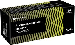 Ацетилсалициловая Кислота Медисорб 500мг 30 шт. таблетки Медисорб Ацетилсалициловая Кислота Медисорб 500мг 30 шт. таблетки Медисорб