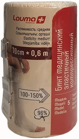 Лаума бинт эластичный медицинский средней растяжимости 10х60см Лаума бинт эластичный медицинский средней растяжимости 10х60см