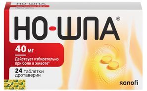 Но-шпа 40мг 24 шт. таблетки покрытые пленочной оболочкой Но-шпа 40мг 24 шт. таблетки покрытые пленочной оболочкой