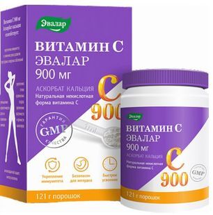 Витамин C Эвалар Аскорбат кальция 900мг порошок 121г