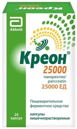 Креон 25000 20 шт. капсулы кишечнорастворимые Abbott Laboratories GmbH/Верофарм Ао Креон 25000 20 шт. капсулы кишечнорастворимые Abbott Laboratories GmbH/Верофарм Ао