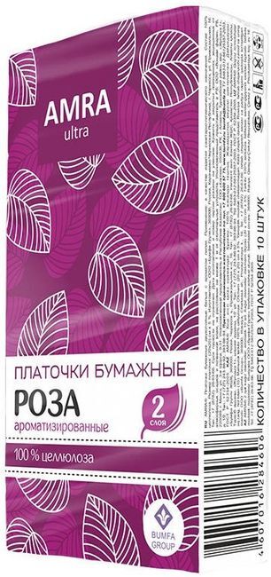 Амра платочки бумажные роза 10 шт.