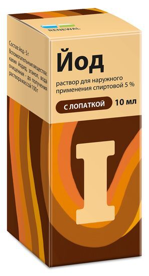 Йод 5% 10мл раствор для наружного применения спиртовой с крышкой-лопаткой Обновление Реневал Пфк Йод 5% 10мл раствор для наружного применения спиртовой с крышкой-лопаткой Обновление Реневал Пфк