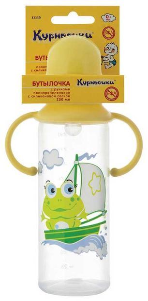 Курносики бутылочка полипропиленовая с ручками и силиконовой соской 11113 0+ 250мл Мир Детства Курносики бутылочка полипропиленовая с ручками и силиконовой соской 11113 0+ 250мл Мир Детства
