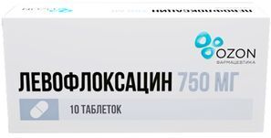 Левофлоксацин 750мг 10 шт. таблетки покрытые пленочной оболочкой Озон Левофлоксацин 750мг 10 шт. таблетки покрытые пленочной оболочкой Озон