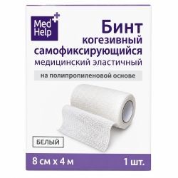 Медхелп бинт когезивный самофиксирующийся на полипропиленовой основе 4мх8см белый Медхелп бинт когезивный самофиксирующийся на полипропиленовой основе 4мх8см белый