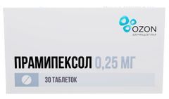 Прамипексол 0,25мг 30 шт. таблетки Прамипексол 0,25мг 30 шт. таблетки