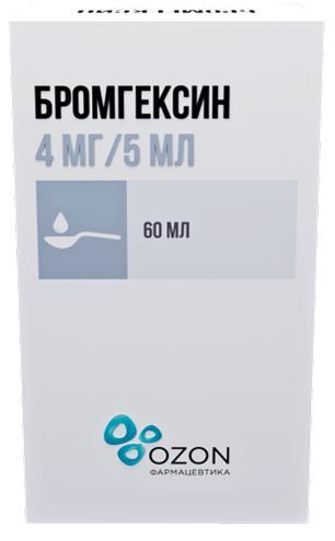 Бромгексин 4мг/5мл 60мл раствор для приема внутрь Озон Бромгексин 4мг/5мл 60мл раствор для приема внутрь Озон