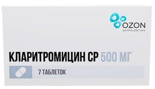 Кларитромицин ср 500мг 7 шт. таблетки с пролонгированным высвобождением покрытые пленочной оболочкой