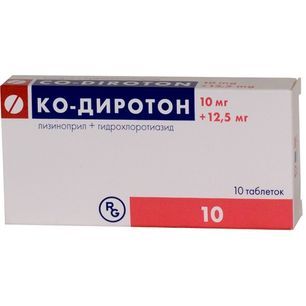 Ко-Диротон 10мг+12,5мг 10 шт. таблетки Ко-Диротон 10мг+12,5мг 10 шт. таблетки