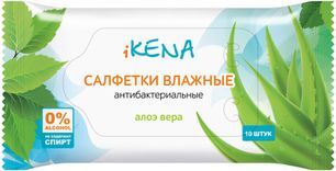 Икена салфетки влажные алоэ вера 10 шт. (антибактериальные) Икена салфетки влажные алоэ вера 10 шт. (антибактериальные)