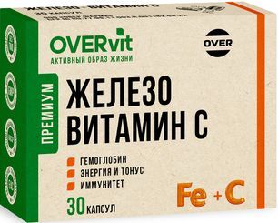 Овервит Железо+Витамин С капсулы 30 шт. Овервит Железо+Витамин С капсулы 30 шт.