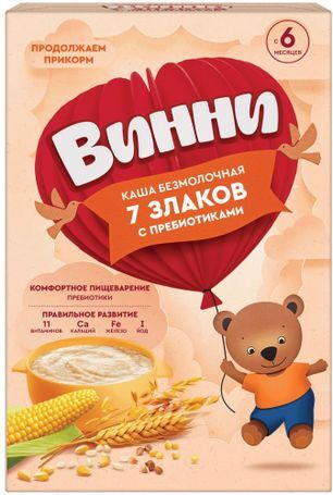Винни каша безмолочная 7 злаков с пребиотиками 6+ 200г Винни каша безмолочная 7 злаков с пребиотиками 6+ 200г