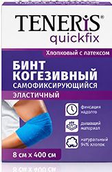 Тенерис квикфикс коттон бинт когезивный самофиксирующийся на тканевой основе с латексом 8смx4м синий